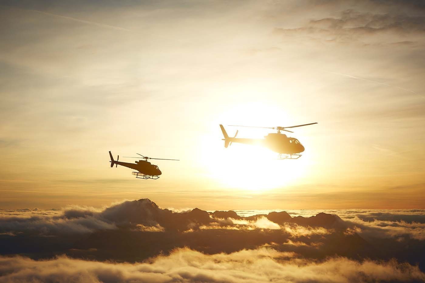 sennair helicopter flight sunset